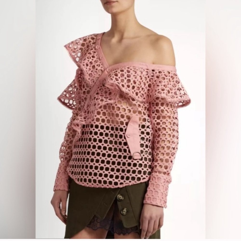 Pink Off-Shoulder Lace Top